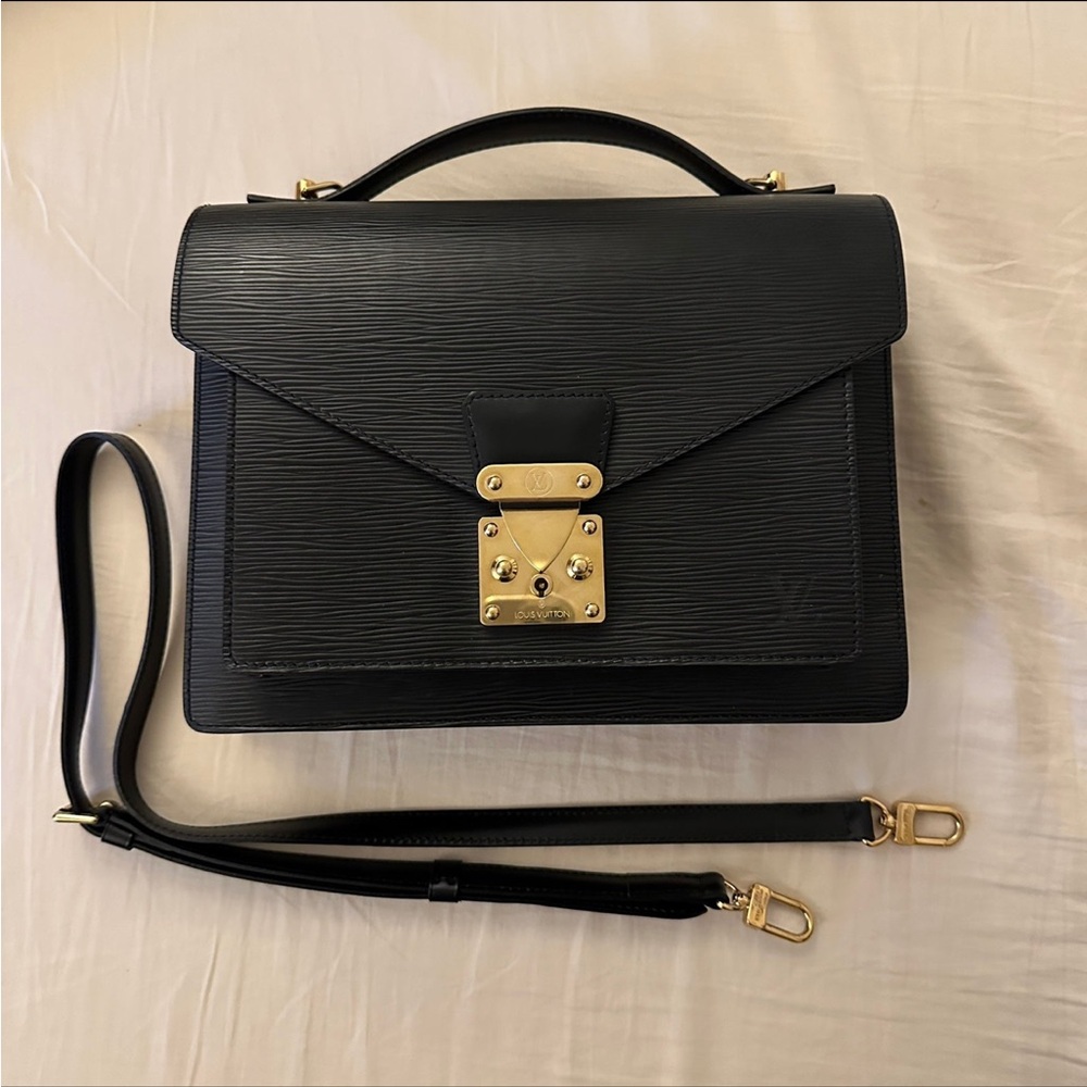 Louis Vuitton Black Satchel with Gold Hardware